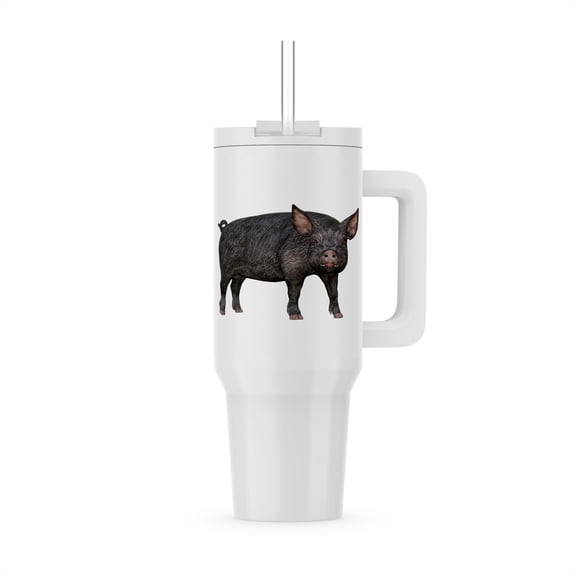 Grey Pig Turned To The Left And Looking To Front, 40oz Tumbler