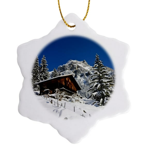 3drose, Griesalp and Steineberg, Kiental, Switzerland - Eu29 Mzw0007 - Martin Zwick, 3 inch Snowflake Porcelain Ornament