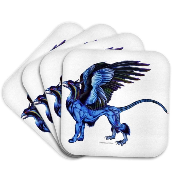 3drose, Griffin Flight Leader Colorful Fantasy Monster Art, Set of 4 Coasters - Soft