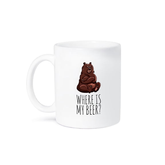 3dRose, Grizzly bear sits, arms folded across its chest. Where is my beer, 15oz Mug