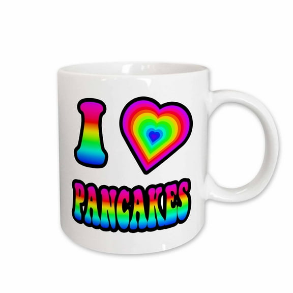 3drose, Groovy Hippie Rainbow I Heart Love Pancakes, 15oz Mug