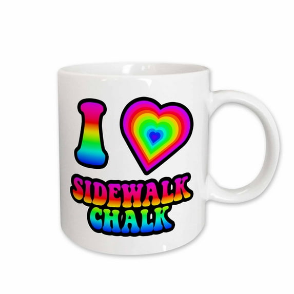 3drose, Groovy Hippie Rainbow I Heart Love Sidewalk Chalk, 15oz Mug