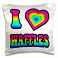 thumbnail image 1 of 3dRose, Groovy Hippie Rainbow I Heart Love Waffles, 16x16 inch Pillow Case, 1 of 1