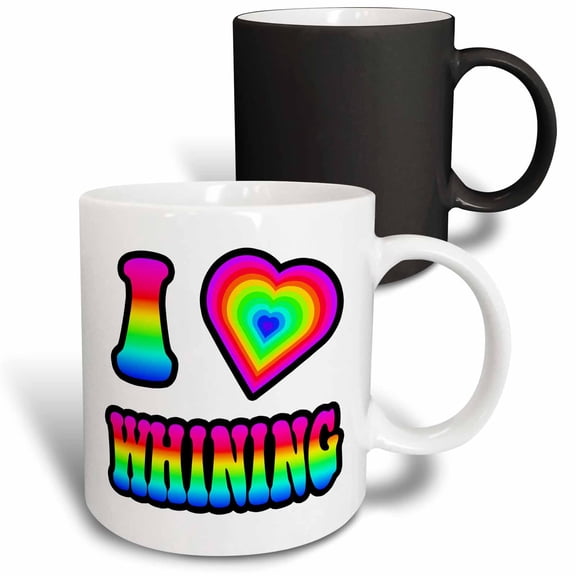 3drose, Groovy Hippie Rainbow I Heart Love Whining, 11oz Magic Transforming Mug