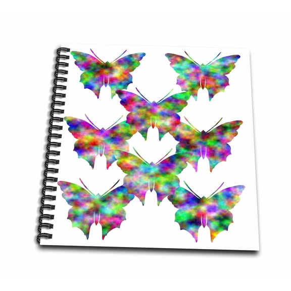 3dRose, Group of Eight Colorful Rainbow Butterflies, Memory Book 12 x 12 inch