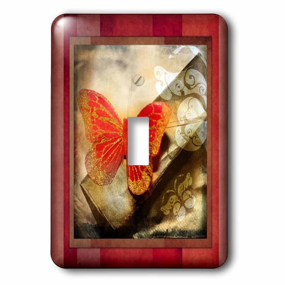 3dRose, Grunge Red Butterfly, single toggle switch