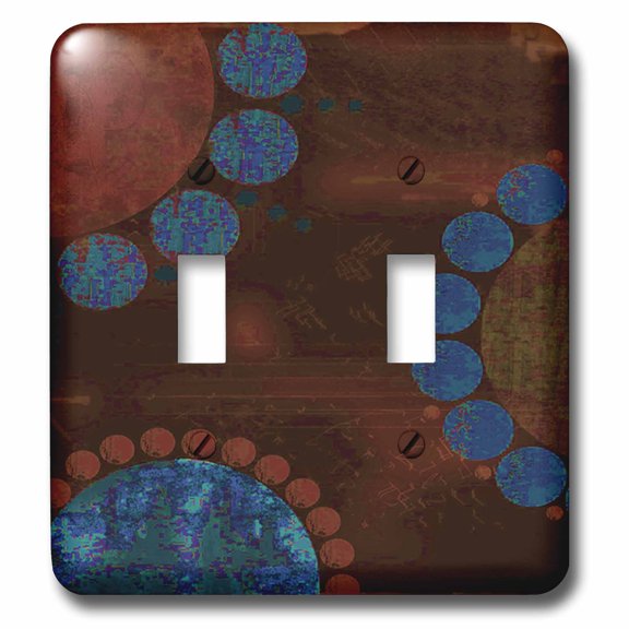 3dRose, Grungy Rust Brown and Blue Circles, double toggle switch