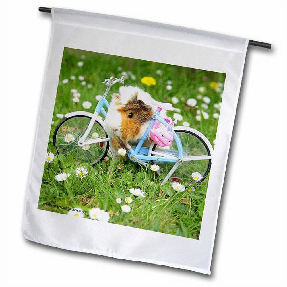 3dRose Guinea Pig on Bicycle Polyester 1'6'' x 1' Garden Flag