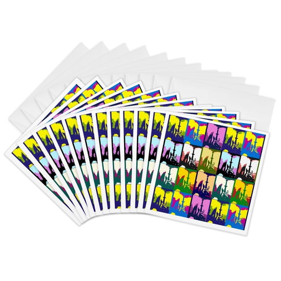 3drose, Guitar Pop Art, 12 Greeting Cards with Envelopes