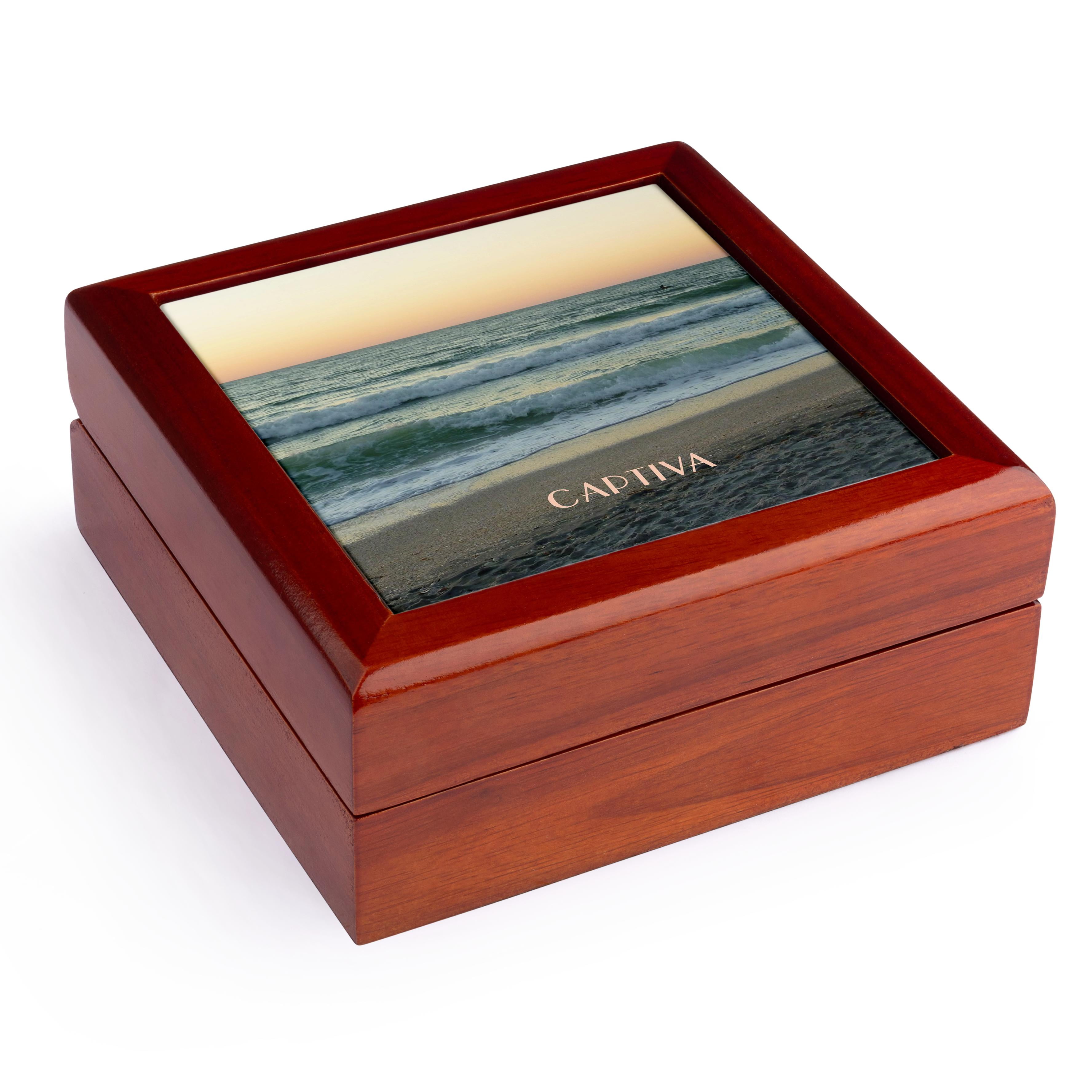 3dRose, Gulf Waves On Captiva Island Florida.jpg, Jewelry Box 5.5x5.5 inch with 4 inch tile