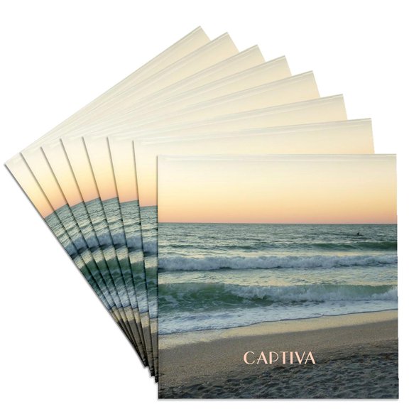 3dRose, Gulf Waves On Captiva Island Florida.jpg, Set of 8 Ceramic Tile Coasters