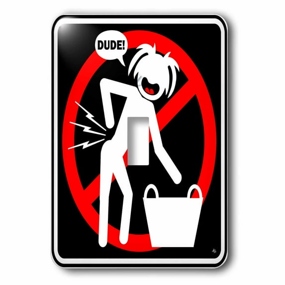 3dRose, HAZARDS laundry hazard black sign 1, single toggle switch