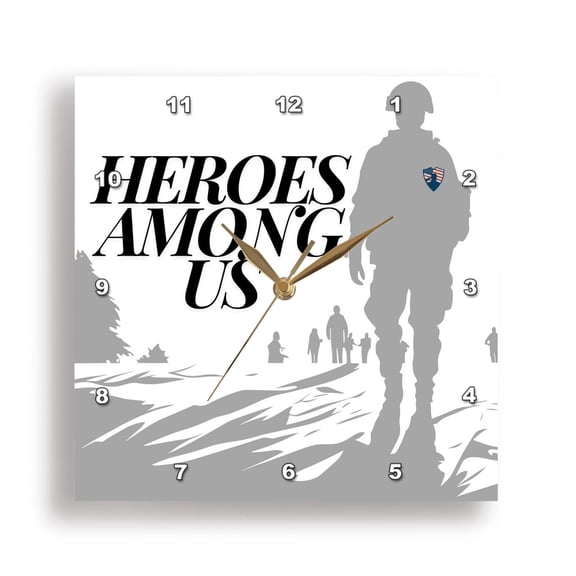 3dRose, HEROES AMONG US, 15x15 Wall Clock