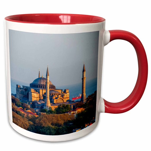 3drose, Hagia Sophia Church,museum,seen from Galata Tower, Istanbul, Turkey, 15oz Two-tone Red Mug