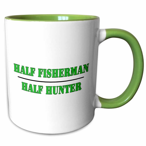 3drose, Half Fisherman Half Hunter Green, 15oz Two-tone Green Mug