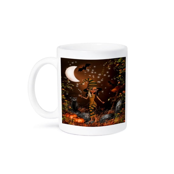 3dRose, Halloween Adorable Fairy Nymph in the Pumpkin Patch, 15oz Mug