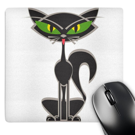 3dRose, Halloween Black Cat With Green Cartoon, MousePad