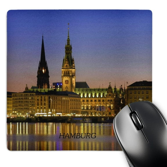 3dRose, Hamburg Germany At Nite, MousePad