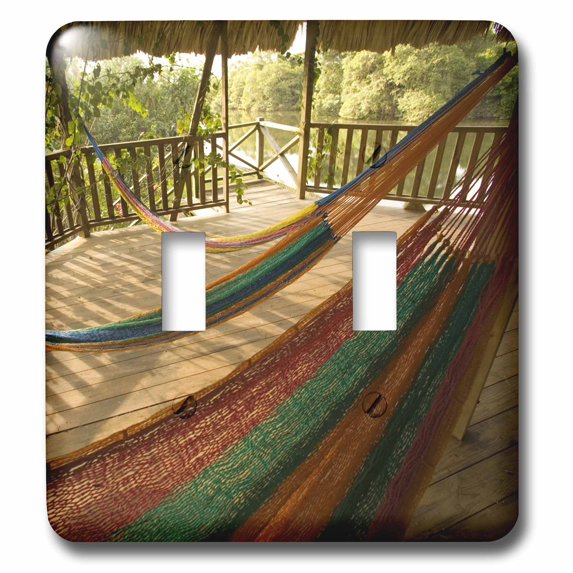 3dRose, Hammock, palms, Jaguar Reef Lodge, Belize - SA02 JME0052 - John and Lisa Merrill, double toggle switch