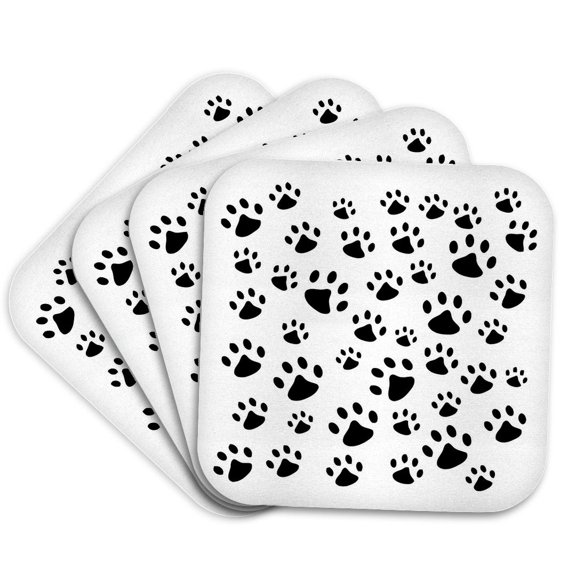 3drose, Hand Drawn Cat Line Art Minimalist Style, Set of 4 Coasters - Soft