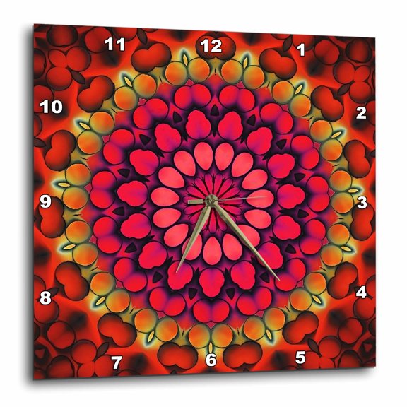3drose, Hand Drawn Mandala Inspired by Berries 1, 10x10 Wall Clock