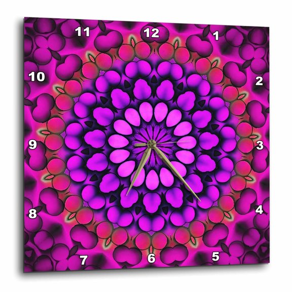 3drose, Hand Drawn Mandala Inspired by Berries 2, 10x10 Wall Clock