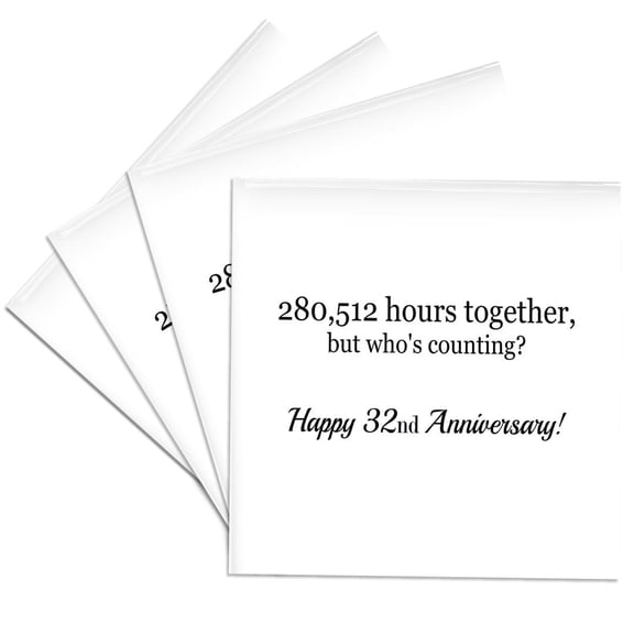 3dRose, Happy 32nd Anniversary - 280512 hours together, Set of 4 Ceramic Tile Coasters
