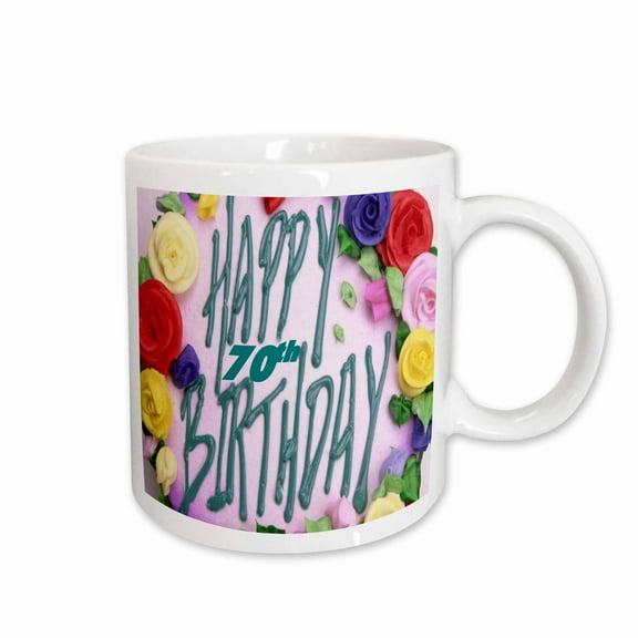 3drose, Happy 70th Birthday, 15oz Mug