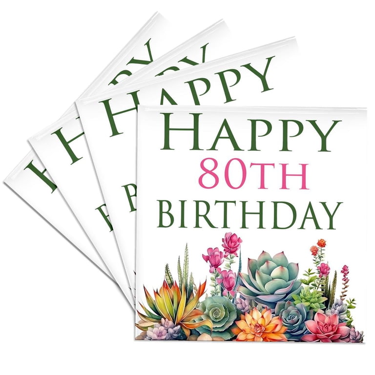 3drose, Happy 80th Birthday Pretty Cactus Succulents, Set of 4 Ceramic Tile  Coasters - Walmart.com