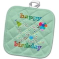 thumbnail image 1 of 3dRose, Happy 91st Birthday, Cupcake with Candle, Balloons, Hat, Colorful , 8x8 Potholder, 1 of 2