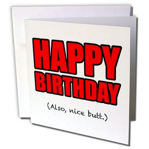 3dRose, Happy Birthday Also Nice Butt Red, 1 Greeting Card with envelope