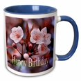thumbnail image 1 of 3drose, Happy Birthday Cherry Blossom Artistic Design, 11oz Two-tone Blue Mug, 1 of 6