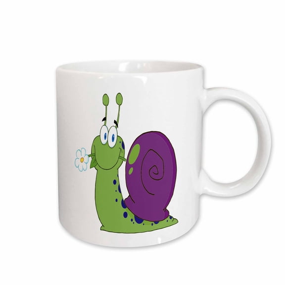 3drose, Happy Cartoon Colorful Snail with Flower, 11oz Mug