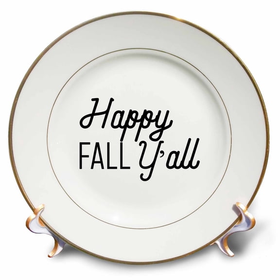 3dRose, Happy Fall Yall, 8 inch Porcelain Plate