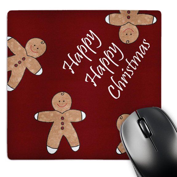3dRose, Happy Happy Christmas Gingerbread Men Cookies, MousePad