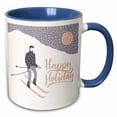 thumbnail image 1 of 3drose, Happy Holiday- Christmas Snow and Skiing Pattern and Typography Gray, 15oz Two-tone Blue Mug, 1 of 6