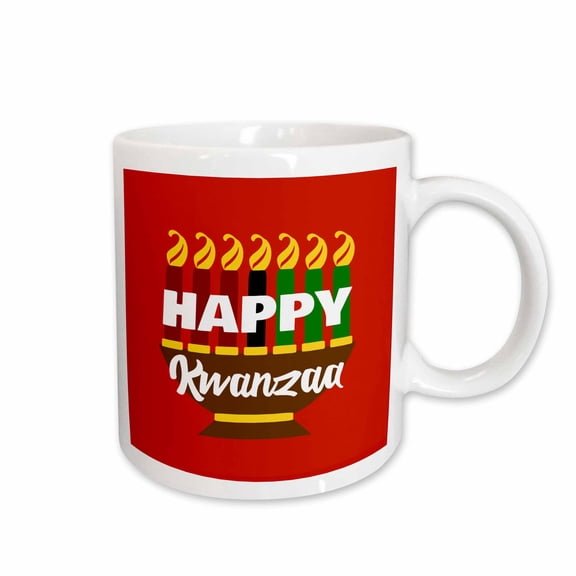 3drose, Happy Kwanzaa Red Green and Black Kinara, 15oz Mug