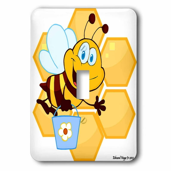 3dRose, Happy Little Bumble Bee, single toggle switch