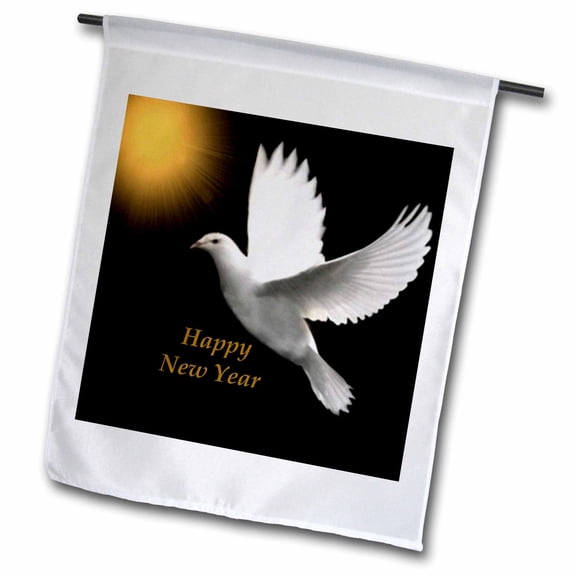 3dRose, Happy New Year Dove, 12 x 18 inch Garden Flag