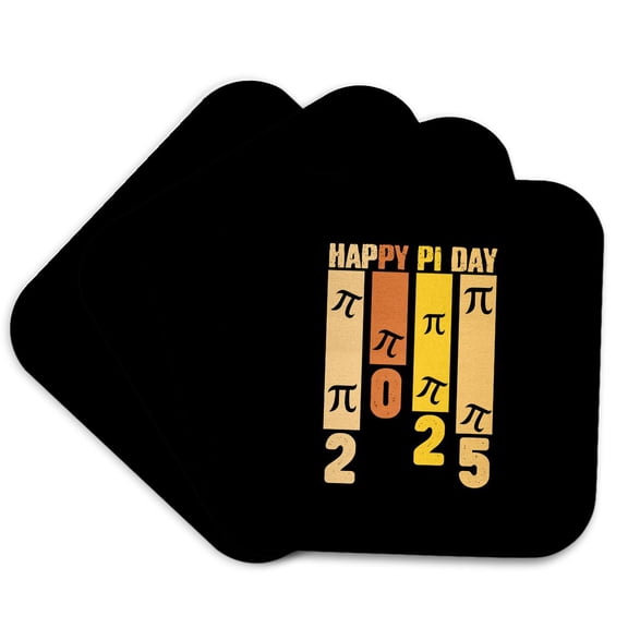 3drose, Happy Pi Day 2025 Text Colorful Design to Celebrate Pi Day Gift, Set of 4 Coasters - Soft