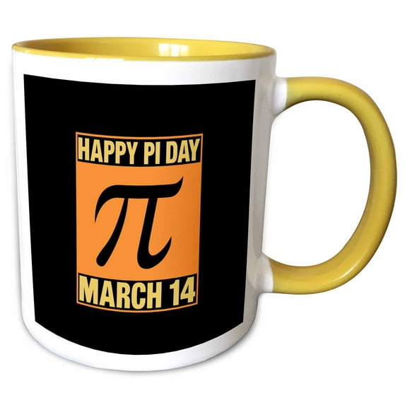 3drose, Happy Pi Day March 14 Stylish and Elegant Brown, Beige Design, Gift, 15oz Two-tone Yellow Mug