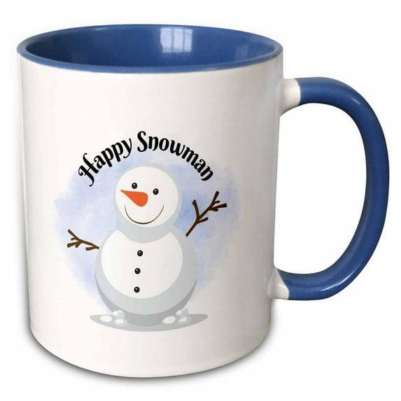 3drose, Happy Snowman, 11oz Two-tone Blue Mug