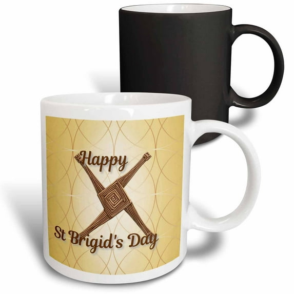 3drose, Happy St Brigids Day Imbolc Cross Greeting, 11oz Magic Transforming Mug