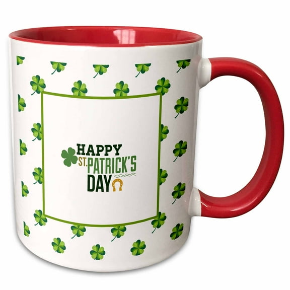 3drose, Happy St Patricks Day - Irish Motivational St Patricks Day, 11oz Two-tone Red Mug