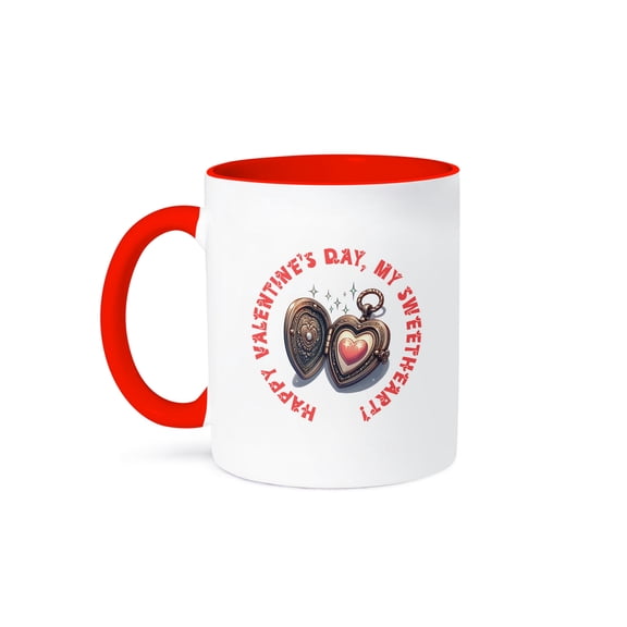 3drose, Happy Valentines Day, My Sweetheart, Charm, Nice Valentine Day Gift, 11oz Two-tone Red Mug