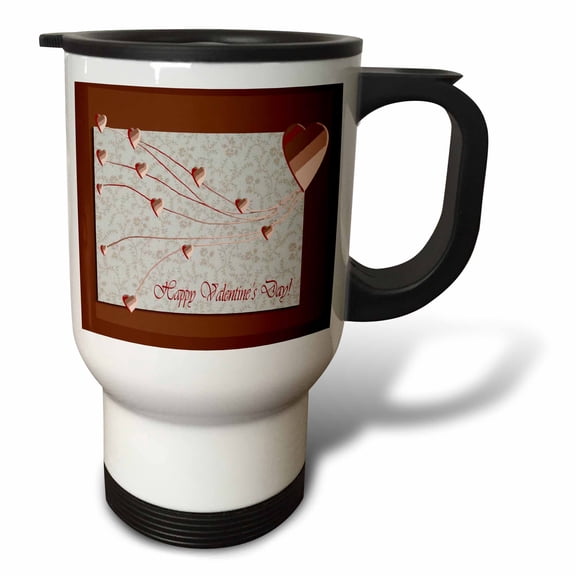 3dRose, Happy Valintines Day, Copper Hearts , 14oz Stainless Steel Travel Mug