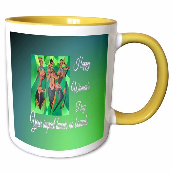 3drose, Happy Womens Day Your Impact Knows No Bounds African-american Roots, 11oz Two-tone Yellow Mug