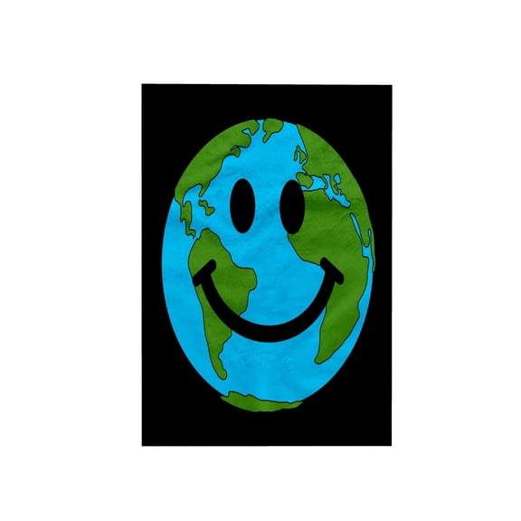 3dRose, Happy World Planet Earth smiling Face - Globe Earth day - Smilie for Peace Eco friendly green symbol, 15x22 Hand Towel