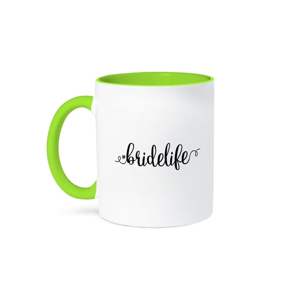3dRose, Hashtag Bride Life Swirls, 11oz Two-Tone Green Mug