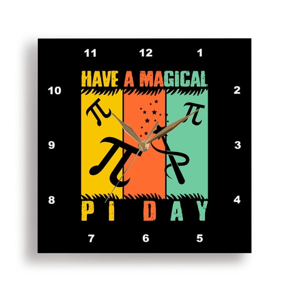3dRose, Have a magical Pi colorful vintage design to celebrate the math day, 10x10 Wall Clock